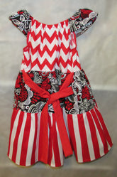 Red Black and White Stacked flower dress